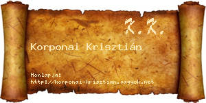 Korponai Krisztián névjegykártya